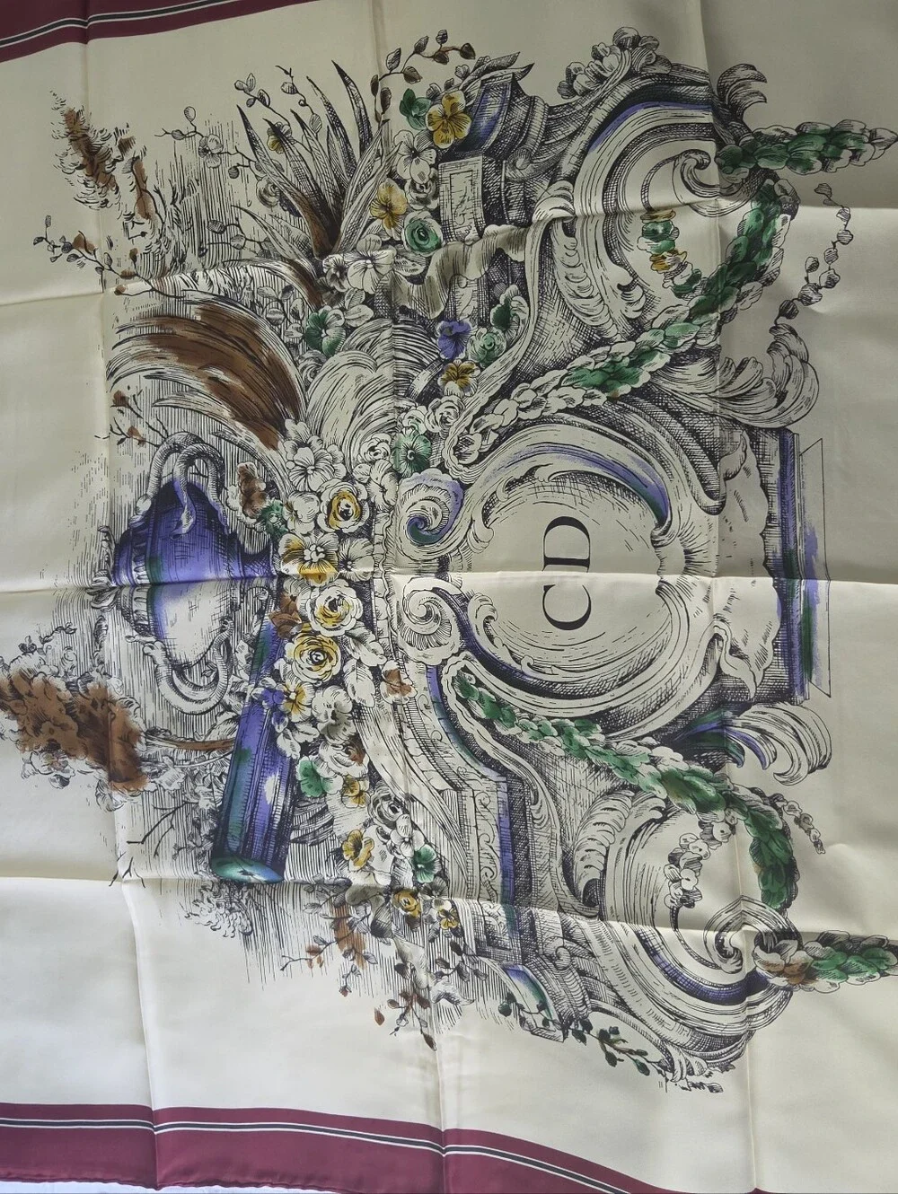 Christian Dior Scarf Cream 100%Silk New